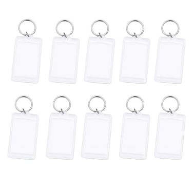ASTRQLE 10PCS Clear Blank Photo Image Picture Frame Framework Keychain Key Buckle Ring,Rectangle