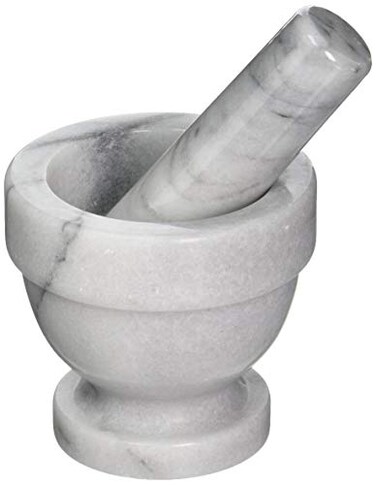 Fox Run Small Marble Mortar and Pestle Set, White, 3.5