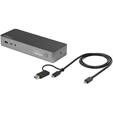 StarTech USB-C / USB-A Hybrid Docking Station for MacBook Pro / Air M1 M2 M3 M4Windows, Universal Dual 4K 60Hz HDMI DP Dock, Thunderbolt Compatible, 60W Laptop Charging