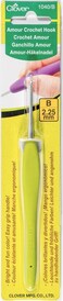 Clover 1040/B Lime Green Amour Crochet Hook, Size B, Yellow, 2.25mm