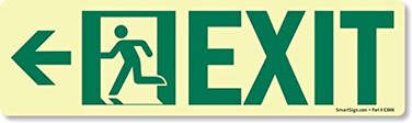 SmartSign - S-5582-GS-4.5x14 "Exit" Label with Left Arrow4.5" x 14" Glow-in-the-Dark Laminated Vinyl Exit - Left Arrow
