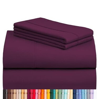 LuxClub Cal King Size Sheets Set, CoolingSoft Deep Pocket Bed Sheets, 4PC