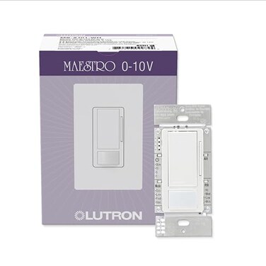 Lutron Maestro 0-10-Volt Dimmer Sensor Switch, 8A, 120-277-Volt/Single-Pole or 3-Way, Neutral Wire Optional, MS-Z101-WH, White
