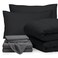 Bare Home Bed-in-A-Bag 7 Piece ComforterSheet Set - Queen - Goose Down Alternative - Ultra-Soft 1800 Premium Bedding Set ,Queen, Black/Grey