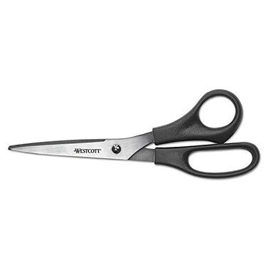 Westcott 8" Straight All Purpose Scissors, Black, 3-Pack