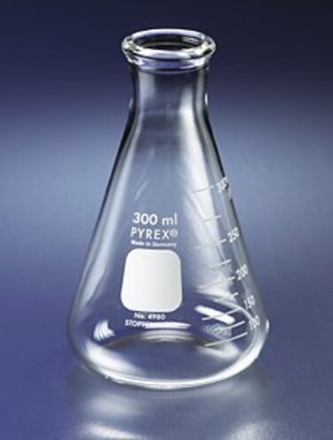 PYREX 125mL Narrow Mouth Erlenmeyer Flasks with Heavy Duty Rim, 12/pk