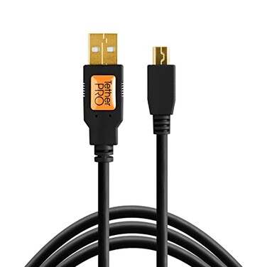 Tether Tools TetherPro USB 2.0 to Mini-B 5-Pin Cablefor Fast Transfer and Connection Between Camera and ComputerNon-Reflective Black15 Feet ,4.6 m
