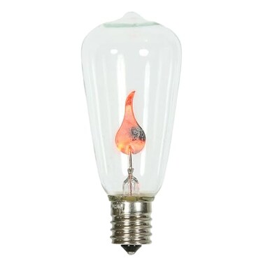 Vickerman ST40 Incandescent Clear Flicker Flame E17 Medium Base Bulb, Brass Base, UL, 120V, 1 Watt/Bulb 10 Pack