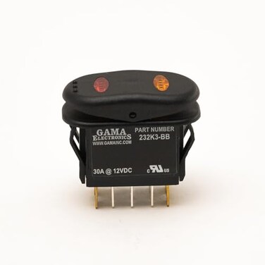 GAMA Electronics Waterproof Illuminated Double Pole, Double Throw 3 Position Momentary On-Off-Momentary On Rocker Switch DPDT