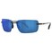 Costa Del Mar Mens Gulf Shore Rectangular Sunglasses, Shiny Black/Blue Mirrored Polarized-580P, 66 mm