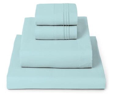 Mellanni Iconic 4-Piece Double-Brushed Microfiber Sheet Set ,Queen, Aqua