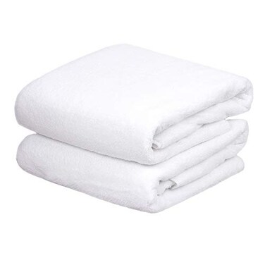 JML Large Bath Towels with Hanging Loop, 30"x60", White, Set of 2