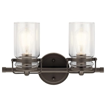 Kichler Brinley 2-Light Farmhouse Vanity Light, Olde Bronze