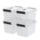 Kekow 6 L Clear Storage Box, Plastic Storage Latch Box with Handle, 4-Pack