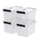 Kekow 6 L Clear Storage Box, Plastic Storage Latch Box with Handle, 4-Pack