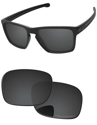 PapaViva Replacement Lenses for Oakley Sliver XL OO9341 57mm Sunglass Solid Black Polarized