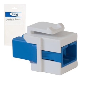 ICC SC to SC Fiber Optic Keystone Coupler, Simplex, Zirconia Ceramic Sleeve, Singlemode/Multimode Compatible, Fits Keystone Wall PlatesPatch Panels, White