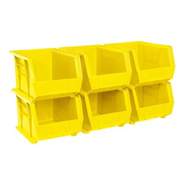 Akro-Mils 30239 AkroBins Plastic Storage Bins, 11"x8"x7", Yellow, 6-Pack