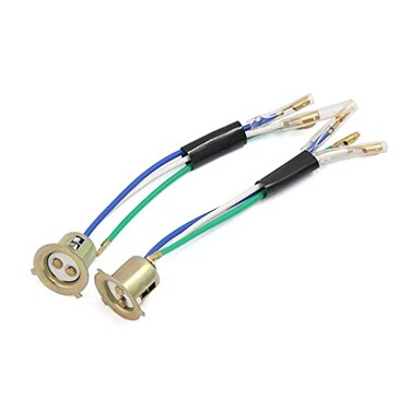 uxcell 2 Pcs 3 Wires Motorcycle Scooter Headlight Head Lamps Socket Holder Adapter