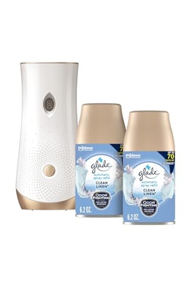 Glade Automatic Spray Air Freshener Kit, Clean Linen, Holder2 Refills