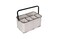 Creative Co-Op Metal Caddy with 6 Compartments, Handle, and Distressed Enamel Finish, White and Black