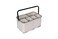 Creative Co-Op Metal Caddy with 6 Compartments, Handle, and Distressed Enamel Finish, White and Black