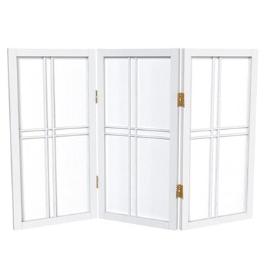 Red Lantern 2 ft. Short Desktop Double Cross Shoji Screen - White - 3 Panels