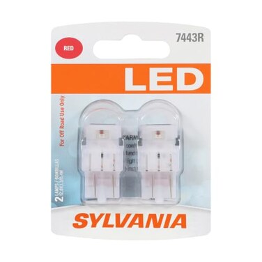 SYLVANIA 7443 T20 LED Red Mini Bulb, StopTail Light, 2 Bulbs