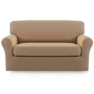 Easy-Going 2 Pieces Stretch Loveseat Couch Sofa Slipcover Washable
