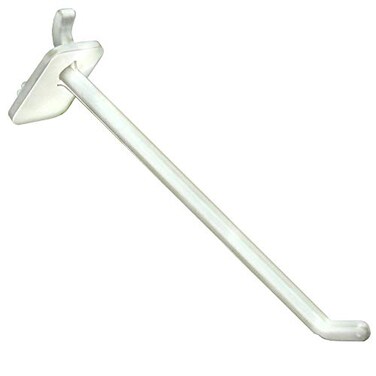 Azar Displays 800006-W Pack of 50 White Pegboard Hooks ,Also Available in BlackClear- 6 Pegboard Hook Set ,24 Pegboard J Hooks Also Available- Polycarbonate Plastic Hooks for Retail
