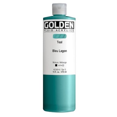 GOLDEN Fluid Acrylics, Teal, 16 fl. oz. Bottle