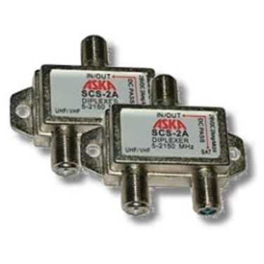 ASKA Two Heavy Duty Diplexer 2 Way Splitters Satellite Cable TV Dish Approved