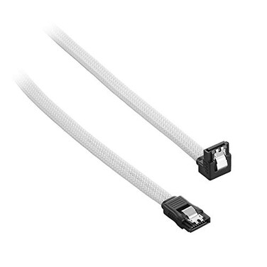 CableMod ModMesh Sleeved Right Angle SATA 3 Cable ,White, 30cm