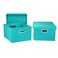 Household Essentials Fabric Storage Boxes with Lids and Handles, Aqua