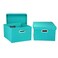 Household Essentials Fabric Storage Boxes with Lids and Handles, Aqua