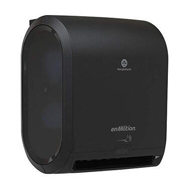 Georgia-Pacific enMotion 10 Inch Automated Touchless Roll Paper Towel Dispenser - Black - Jam Free - Whisper Quiet