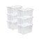 Sterilite 6-Pack Stackable Storage Bin with Lid, Clear Plastic Design, 48 Quart
