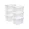 Sterilite 6-Pack Stackable Storage Bin with Lid, Clear Plastic Design, 48 Quart