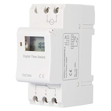 YWBL-WH Programmable Digital Timer Switch, High Capacity Din Rail Mounted THC Timer Relay 30A for Street Lamps and Production Devices