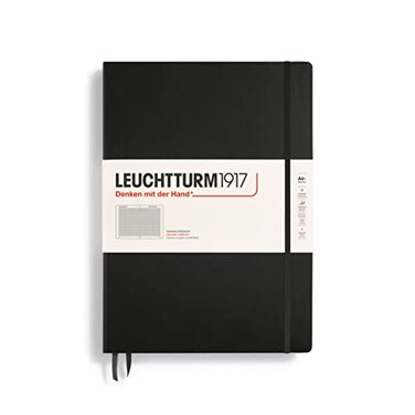 LEUCHTTURM1917 - Notebook Hardcover Master Classic A4- 235 Numbered Pages for Writing and Journaling ,Black, Squared