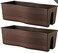 United Frames Ridge Rail Long Rectangular Flower Pot, Brown, 2 Pack