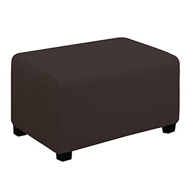 Easy-Going Stretch Small Rectangle Ottoman Cover Chocolate