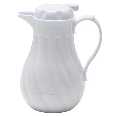 Winco 20 oz White Insulated Beverage Server, Swirl