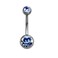 Pierced Owl Double Crystal Sterilized G23 Titanium Belly Button Ring ,Blue
