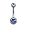 Pierced Owl Double Crystal Sterilized G23 Titanium Belly Button Ring ,Blue