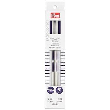 Prym Pyrm Ergonomics 8-Inch Double-Point Knitting Needle, Size 2 ,5-Pack