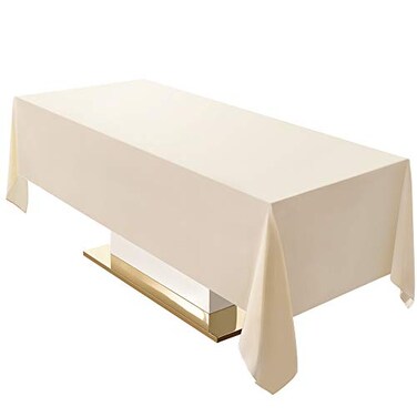Surmente 60x102 Inch Ivory Tablecloth for 6 Foot Rectangle Tables