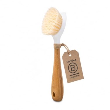 Full Circle Kitchen Dish Brush, Bamboo HandleStrong Bristles, White 1pk