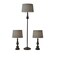Adesso 3-Piece Lamp Set, BronzeDark Herringbone, Table and Floor