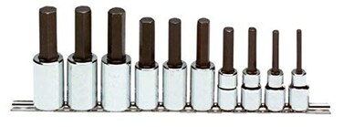 Proto Stanley J5441-MA 1/2" Drive Metric Hex Bit Set, 10PC